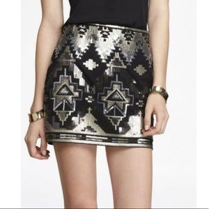Express Aztec Sequin Mini Skirt